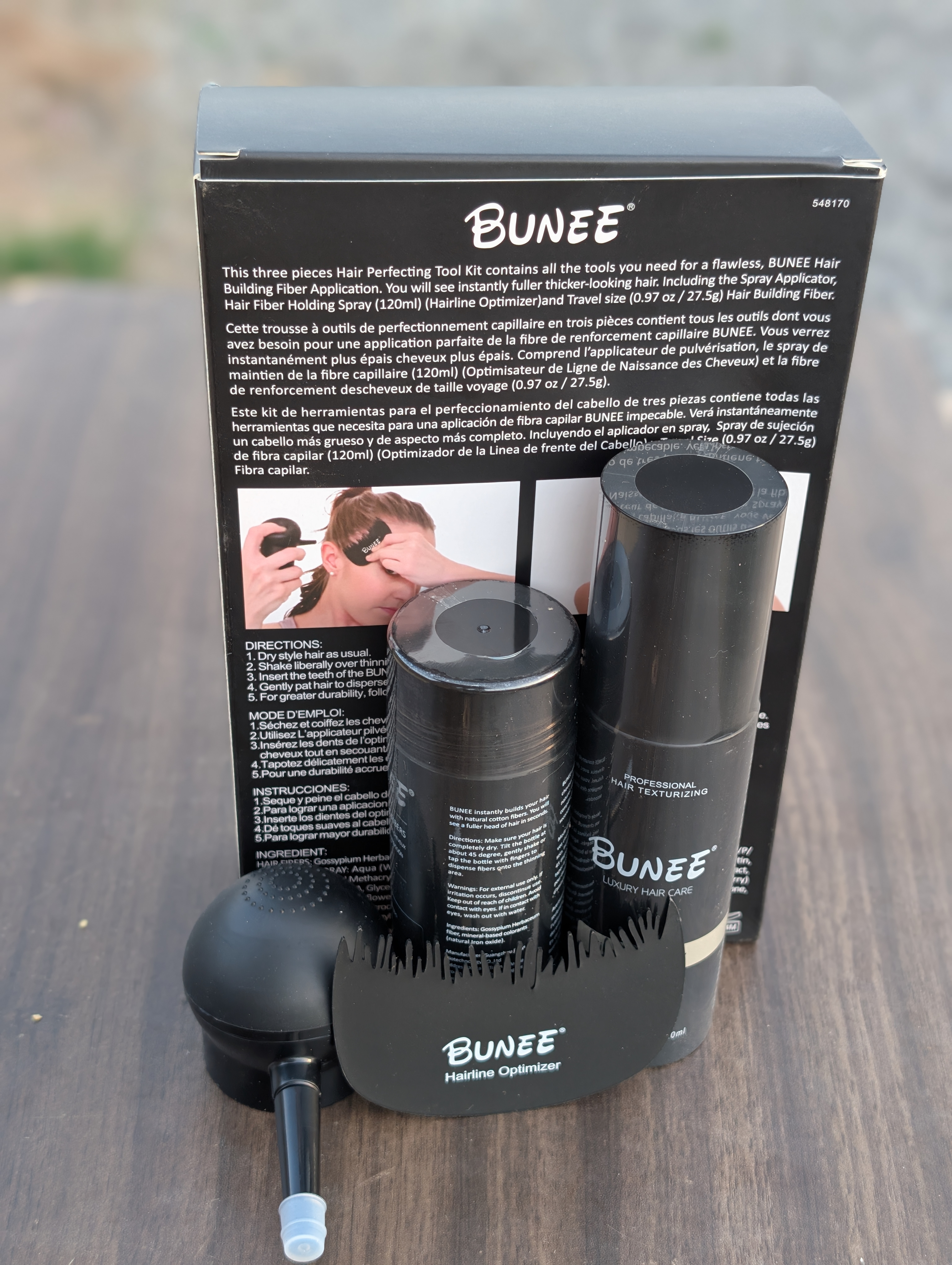Hair fiber kit products and packaging